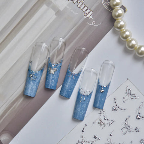 Gold Chain French Nail Stickers | Minimal Luxury Nail Art Decals - image 4