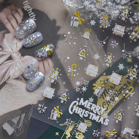 Gold Christmas Tree Nail Stickers | Cute Holiday Nail Art Decals - image 2