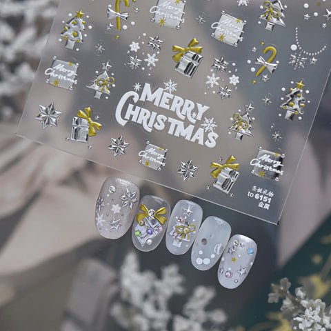 Gold Christmas Tree Nail Stickers | Cute Holiday Nail Art Decals - image 3