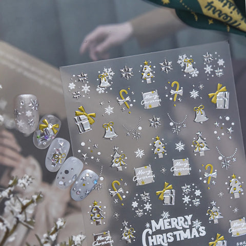 Gold Christmas Tree Nail Stickers | Cute Holiday Nail Art Decals - image 4