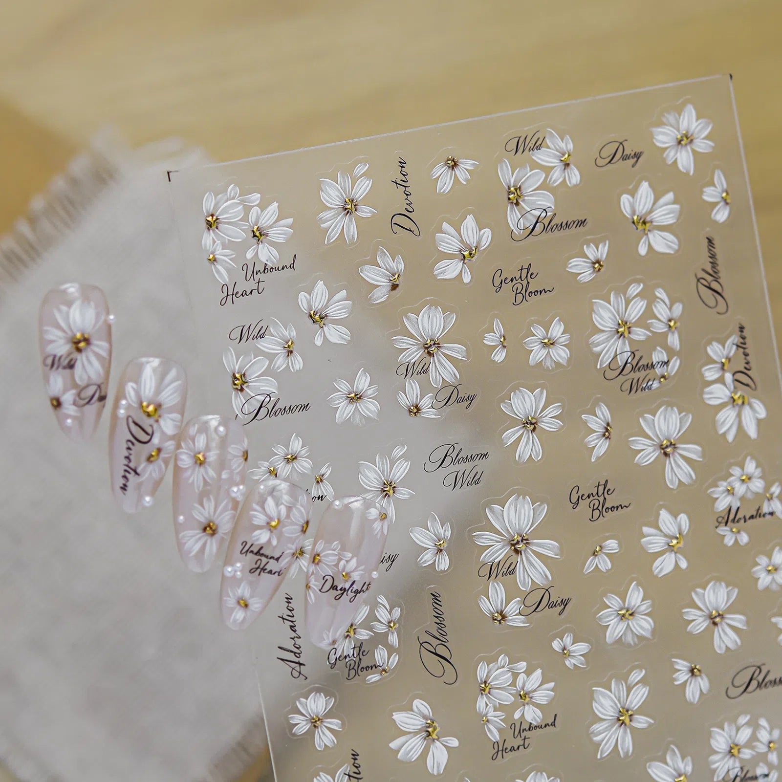 Gold Daisy Nail Stickers | Vintage Floral Nail Art Decals - image 3