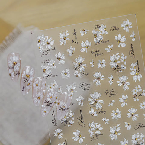 Gold Daisy Nail Stickers | Vintage Floral Nail Art Decals - image 3