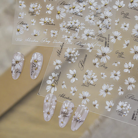 Gold Daisy Nail Stickers | Vintage Floral Nail Art Decals - image 5