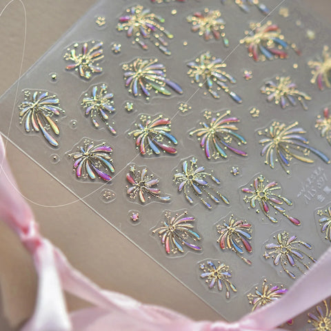 Gold Firework Nail Stickers | New Chinese Style Nail Art Decals - image 5