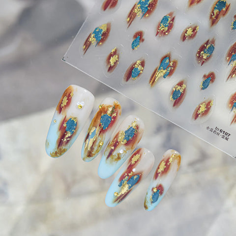 Gold Foil Leopard Nail Stickers | Retro Grunge Nail Art Decals - image 2