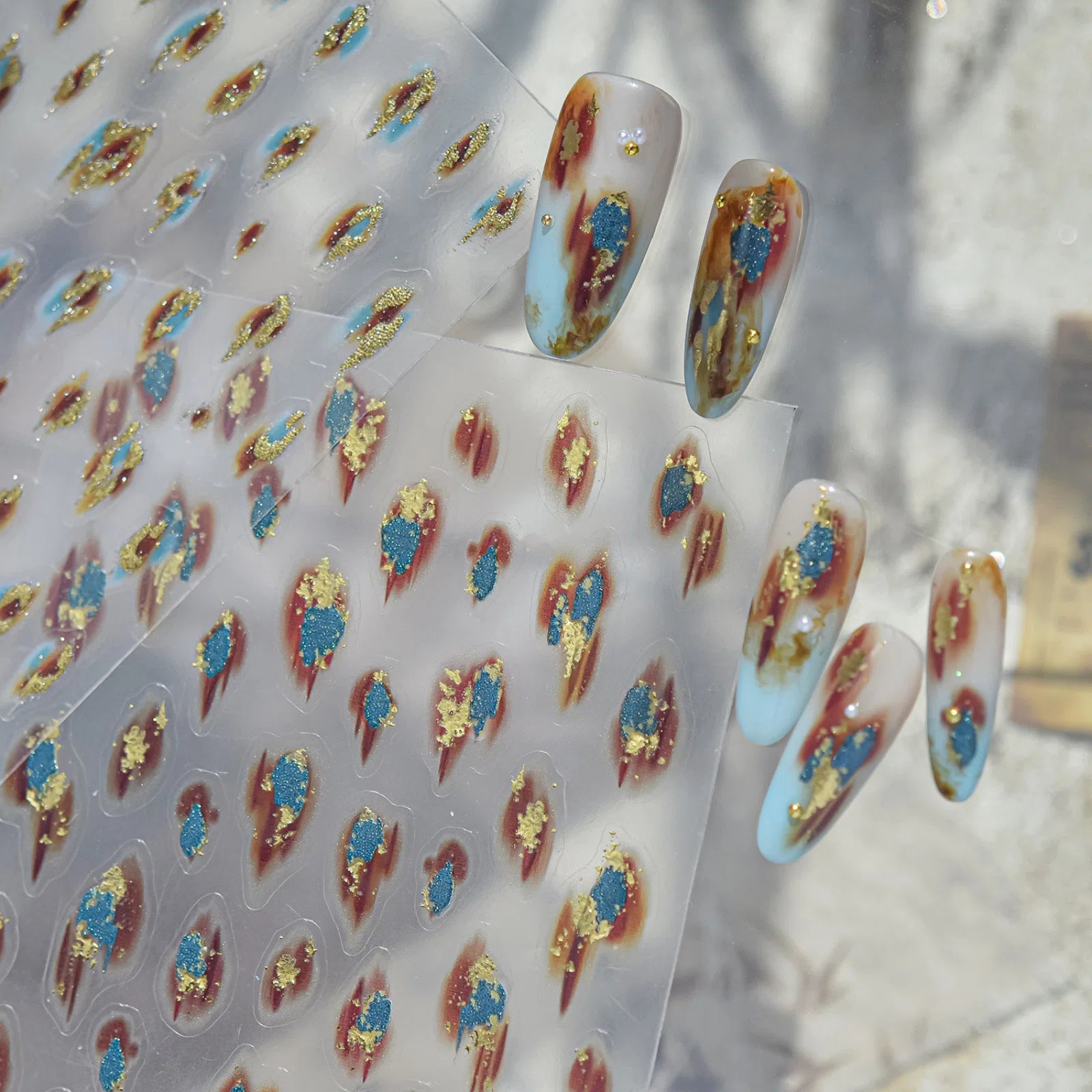 Gold Foil Leopard Nail Stickers | Retro Grunge Nail Art Decals - image 5