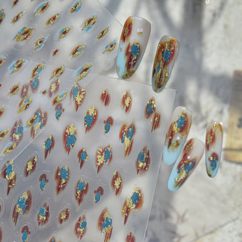 Gold Foil Leopard Nail Stickers | Retro Grunge Nail Art Decals - image 5
