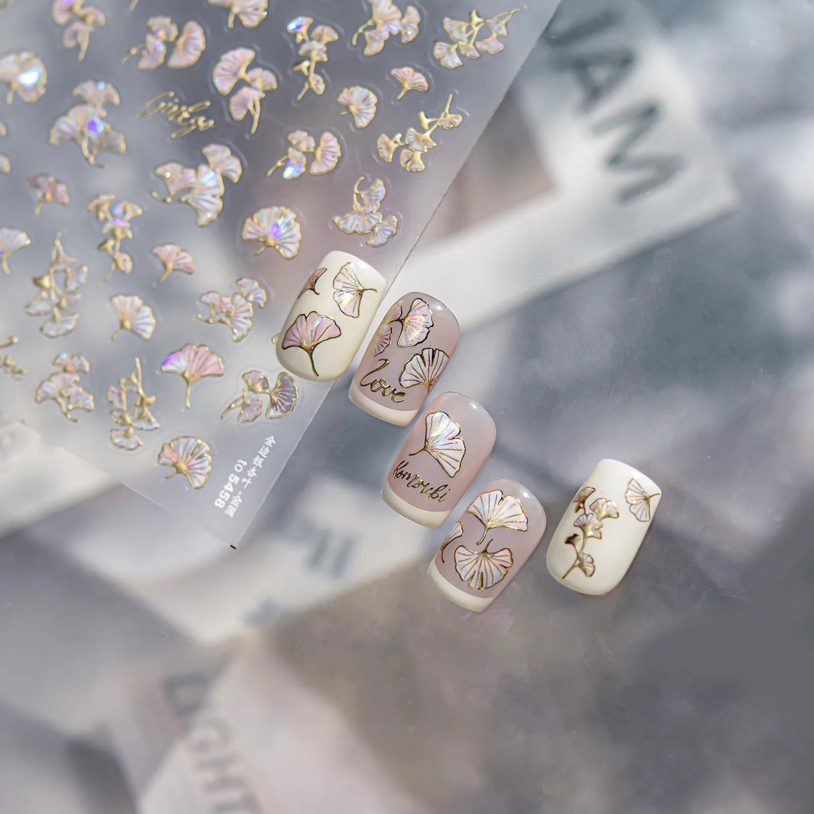 Gold Ginkgo Leaf Nail Stickers | Metallic Botanical Nail Art Decals - image 1