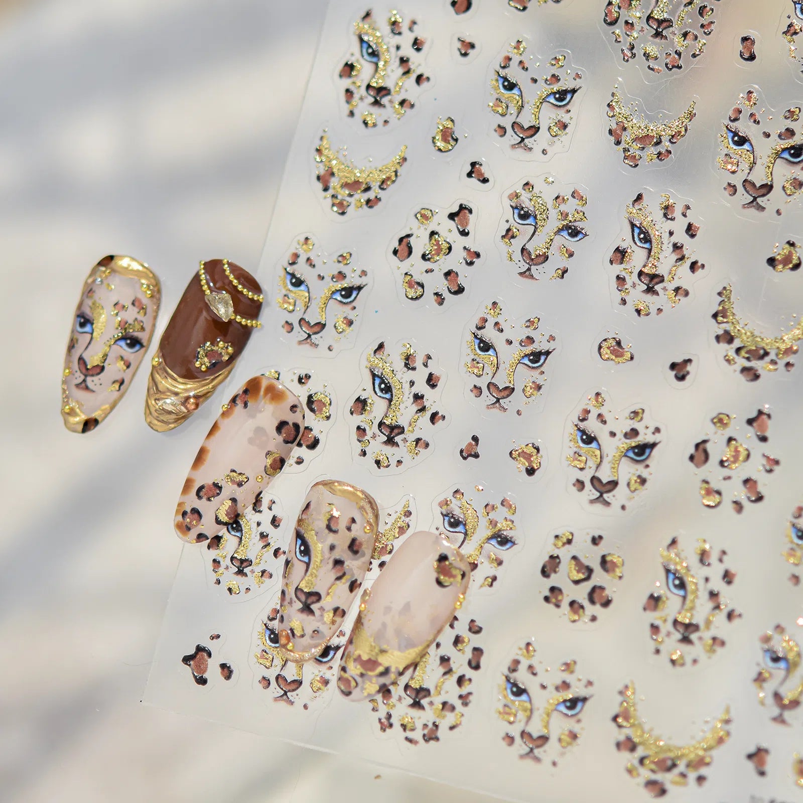 Gold Leopard Nail Stickers | Retro Grunge Nail Art Decals - image 1