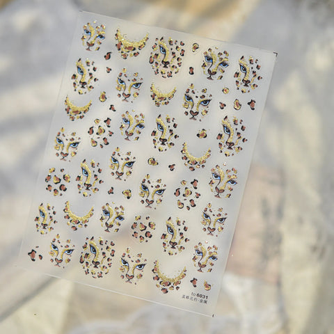 Gold Leopard Nail Stickers | Retro Grunge Nail Art Decals - image 3