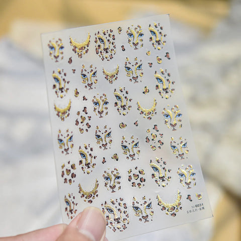 Gold Leopard Nail Stickers | Retro Grunge Nail Art Decals - image 4
