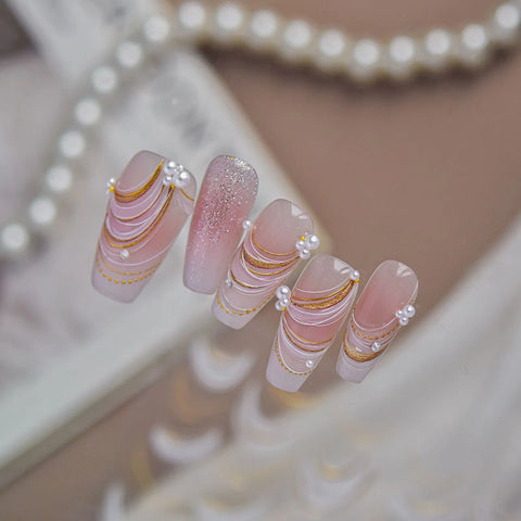 Gold Ribbon French Nail Stickers | Elegant French Nail Art Decals - image 4