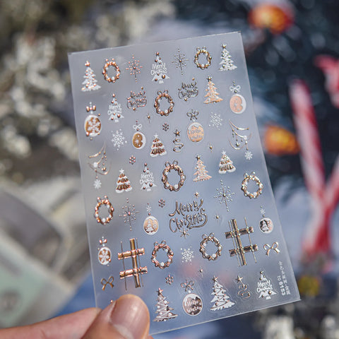 Gold Silver Celestial Nail Stickers | Metallic Symbol Nail Art Decals image