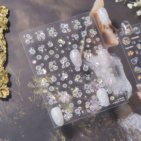 Gold Fish Bubble Nail Stickers, Water Bubble Nail Stickers, Gold Fish Nail Decals, Summer Nail Stickers, Summer Nail Art