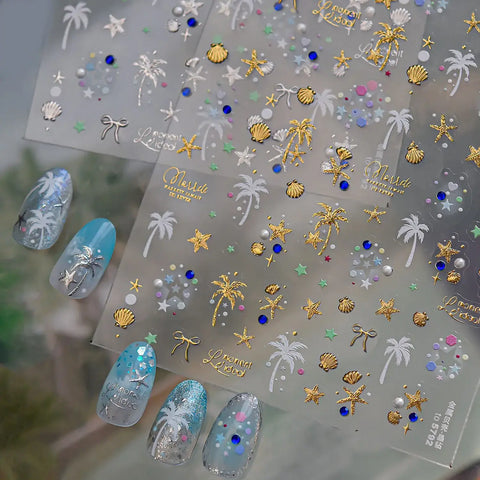Summer beach vacation nail stickers