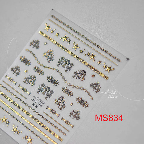 Gold And Silver Cross Nail Stickers, Cross Nail Decals, Gold Nail Stickers, Silver Nail Decals