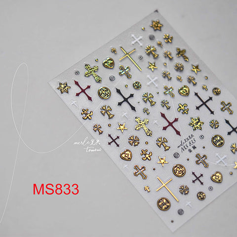Gold And Silver Cross Nail Stickers, Cross Nail Decals, Gold Nail Stickers, Silver Nail Decals
