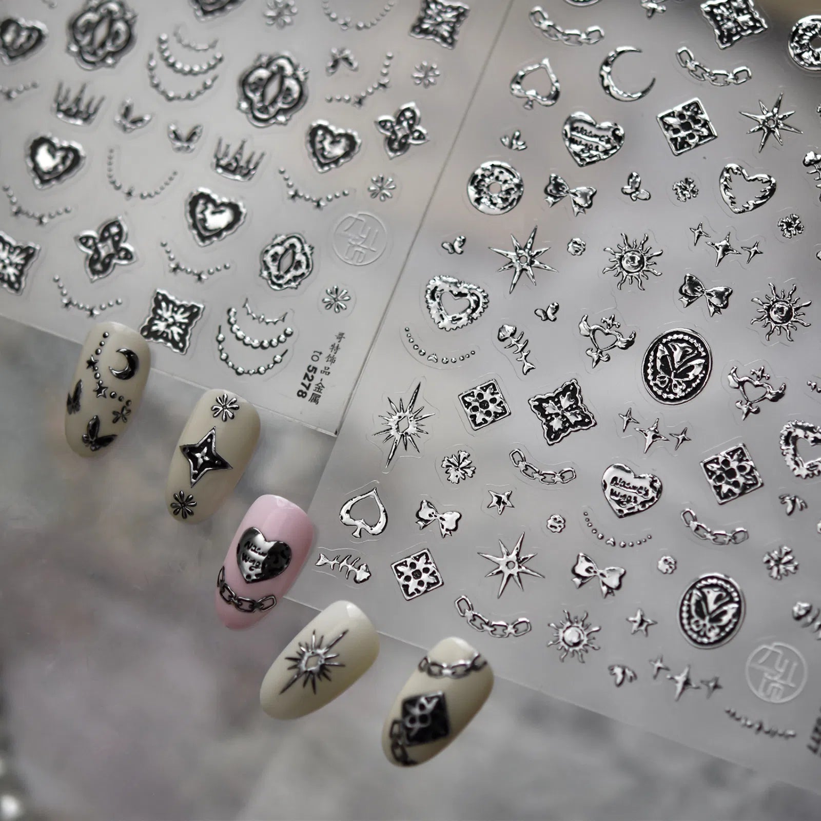Gothic Charm Nail Stickers | Dark Grunge Nail Art Decals - image 1