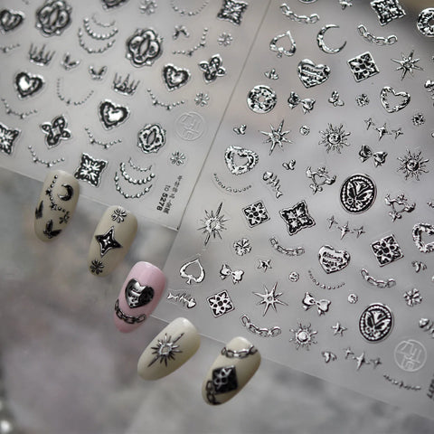 Gothic Charm Nail Stickers | Dark Grunge Nail Art Decals - image 1