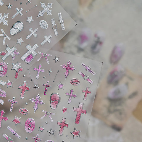 Gothic Cross Nail Stickers | Dark Grunge Nail Art Decals - image 3