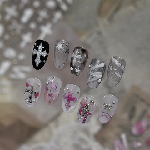 Gothic Cross Nail Stickers | Dark Grunge Nail Art Decals - image 4