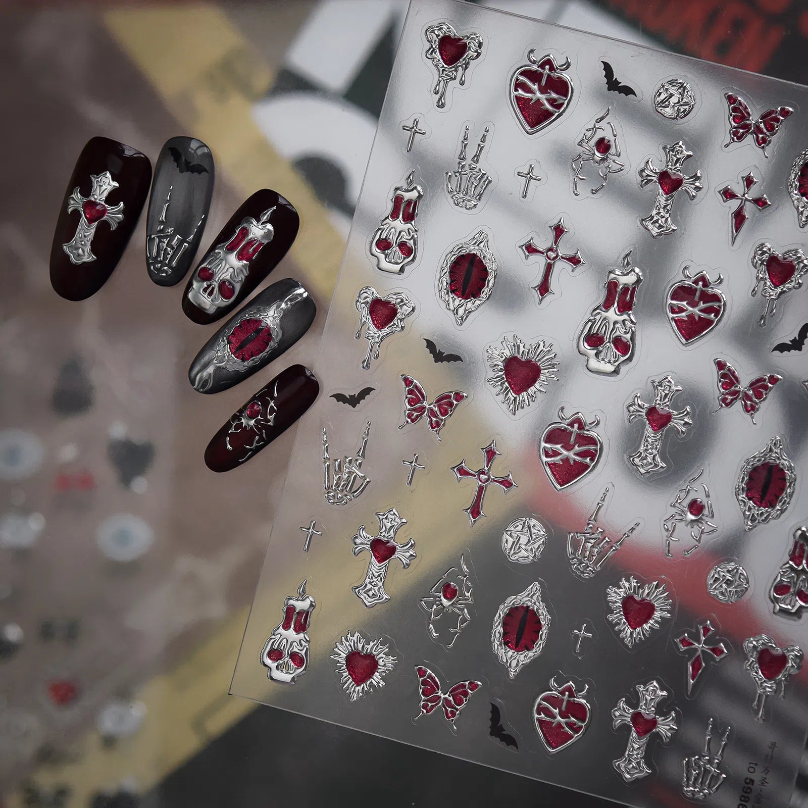 Gothic Halloween Nail Stickers | Dark Grunge Nail Art Decals - image 1