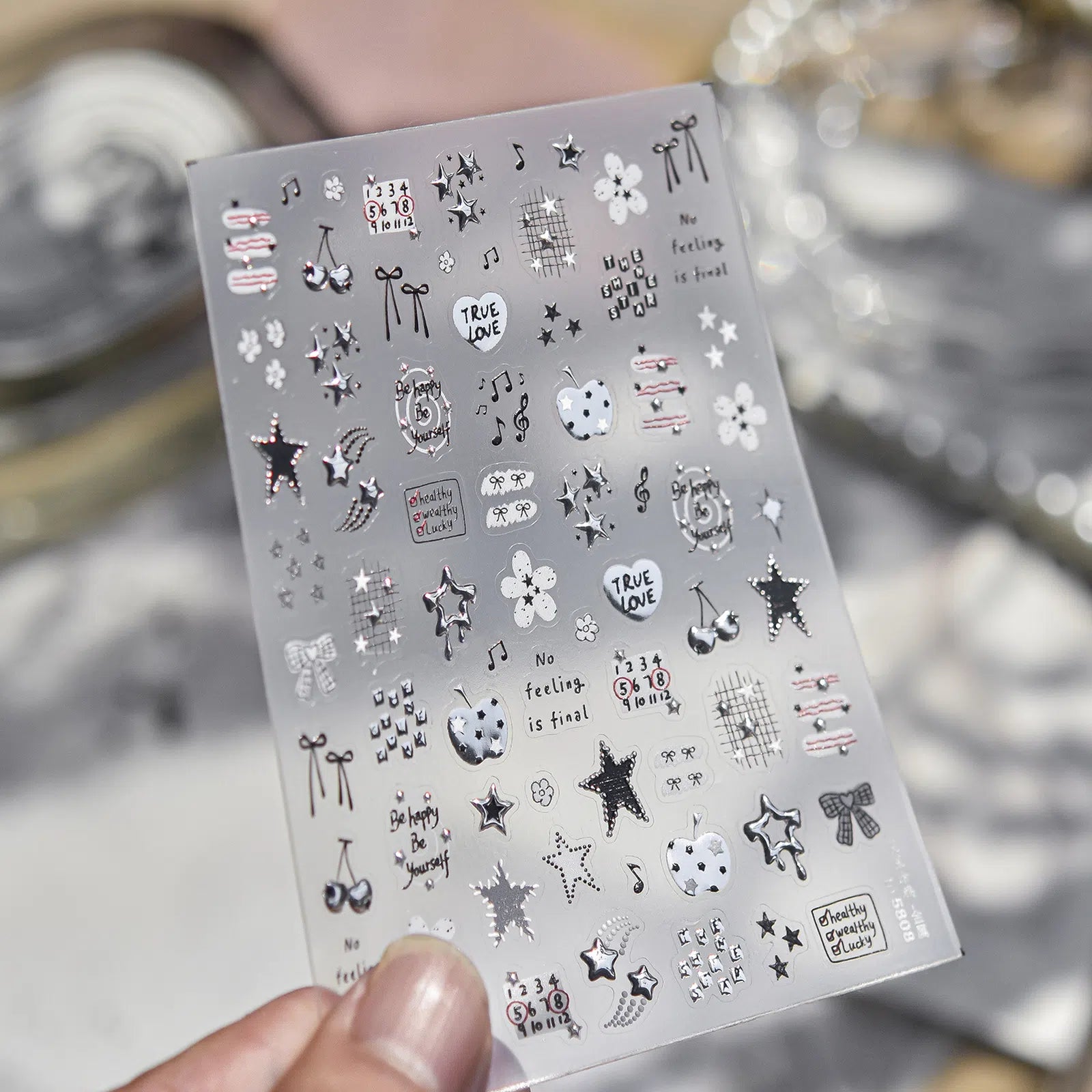 Gothic Star Moon Nail Stickers | Dark Celestial Nail Art Decals - to5808 variant image