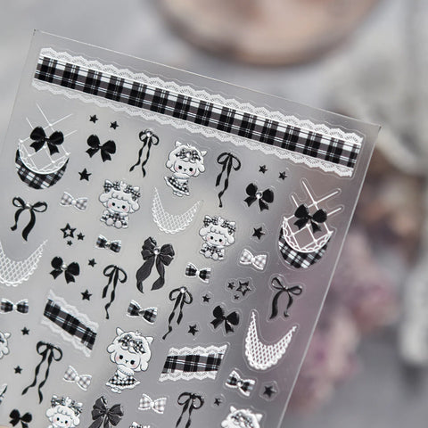 Grid Sheep Nail Stickers | Kawaii Animal Nail Art Decals - image 4