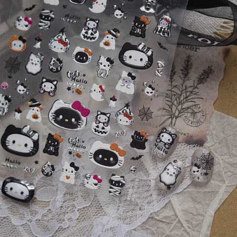 Halloween Cat Nail Stickers | Kawaii Halloween Nail Art Decals - image 5