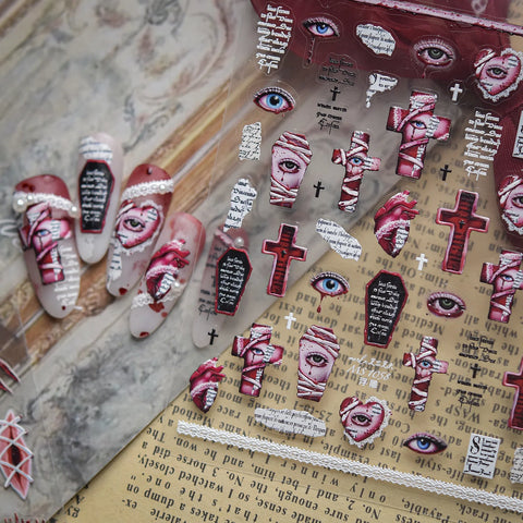 Halloween Eye Nail Stickers | Dark Grunge Nail Art Decals - image 1