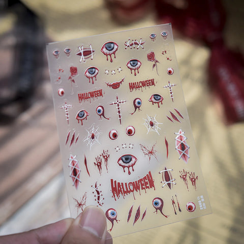 Halloween Eye Nail Stickers | Dark Grunge Nail Art Decals - to5992 variant image