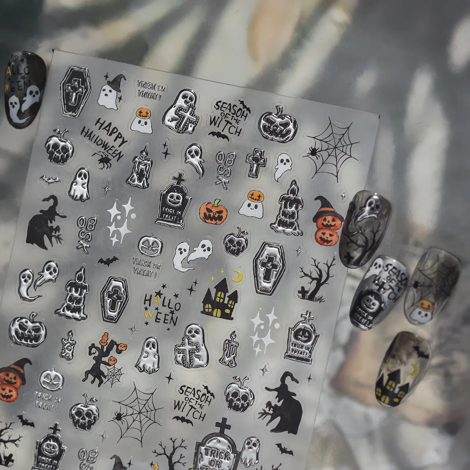 Halloween Ghost Nail Stickers | Dark Grunge Nail Art Decals - image 1