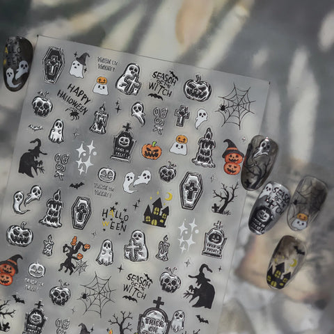 Halloween Ghost Nail Stickers | Dark Grunge Nail Art Decals - image 1