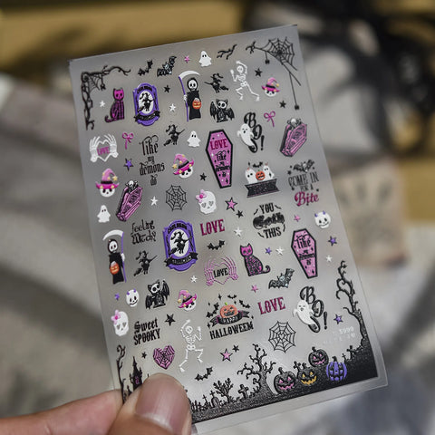 Halloween Ghost Nail Stickers | Dark Grunge Nail Art Decals - to5999 variant image