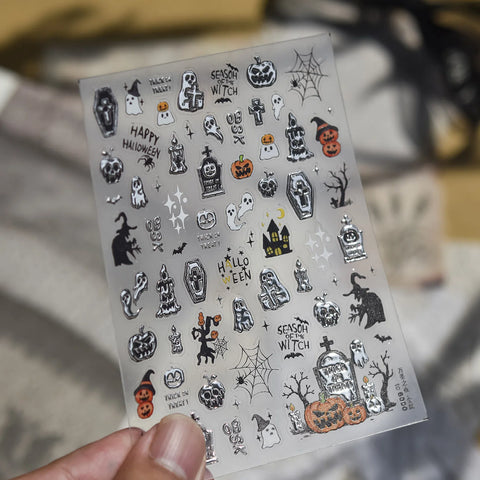 Halloween Ghost Nail Stickers | Dark Grunge Nail Art Decals - to6000 variant image