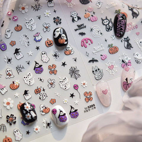 Halloween Nail Stickers, Halloween Nail Decals, Ghost Nail Decals, Halloween Nail Charms, Halloween Nail Art, Cute Halloween Nails