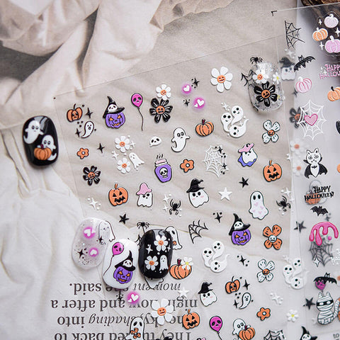 Halloween Nail Stickers, Halloween Nail Decals, Ghost Nail Decals, Halloween Nail Charms, Halloween Nail Art, Cute Halloween Nails