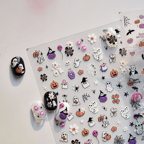 Halloween Nail Stickers, Halloween Nail Decals, Ghost Nail Decals, Halloween Nail Charms, Halloween Nail Art, Cute Halloween Nails