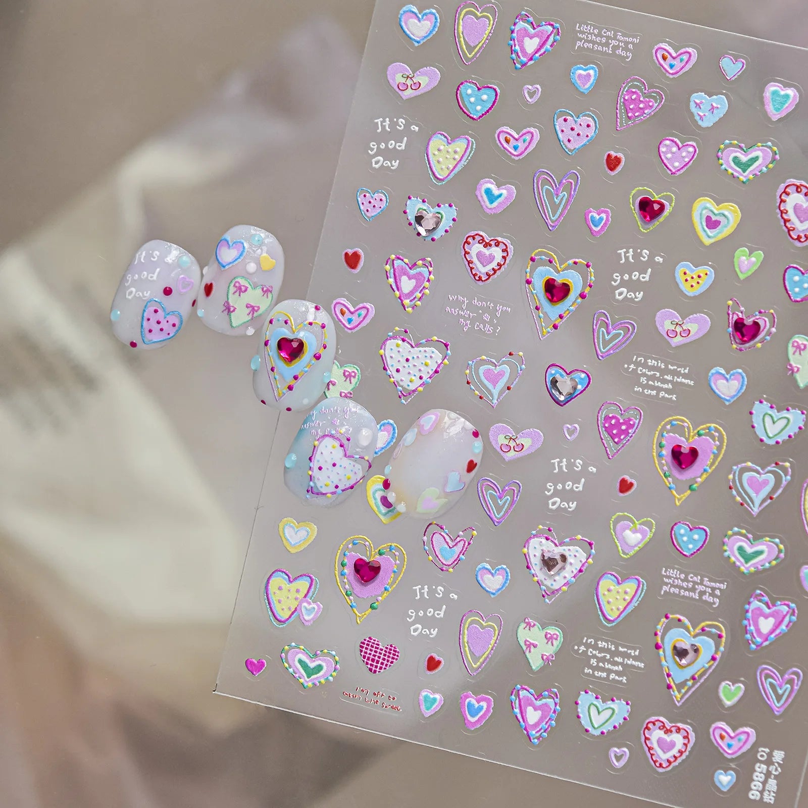 Heart Star Nail Stickers | Kawaii Celestial Nail Art Decals - image 2