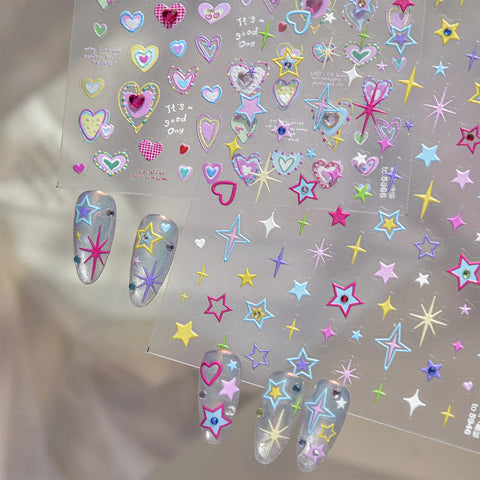 Heart Star Nail Stickers | Kawaii Celestial Nail Art Decals - image 3