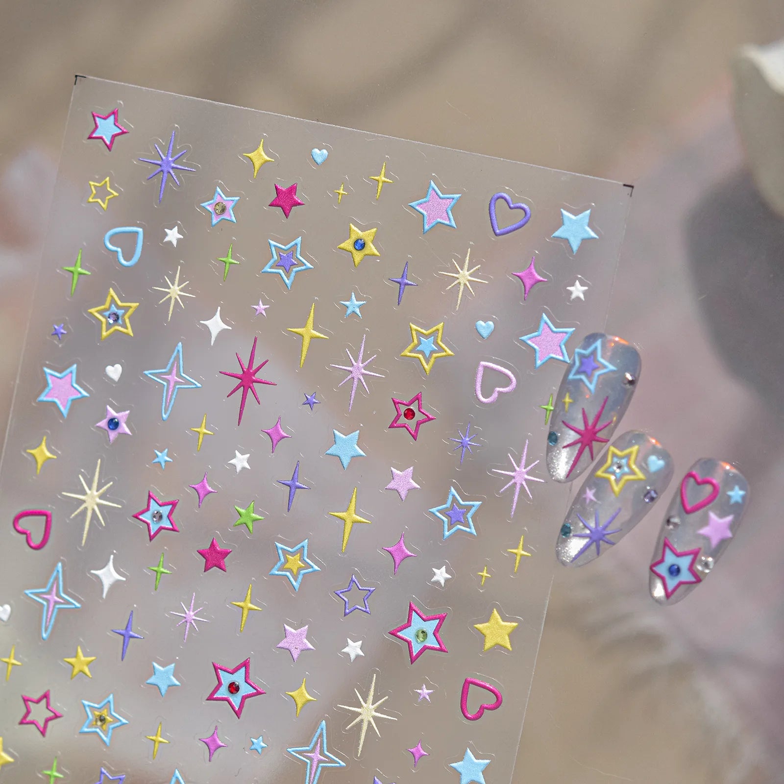 Heart Star Nail Stickers | Kawaii Celestial Nail Art Decals - image 4
