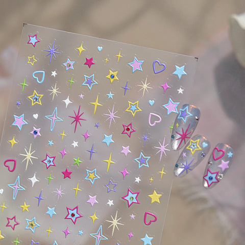 Heart Star Nail Stickers | Kawaii Celestial Nail Art Decals - image 4