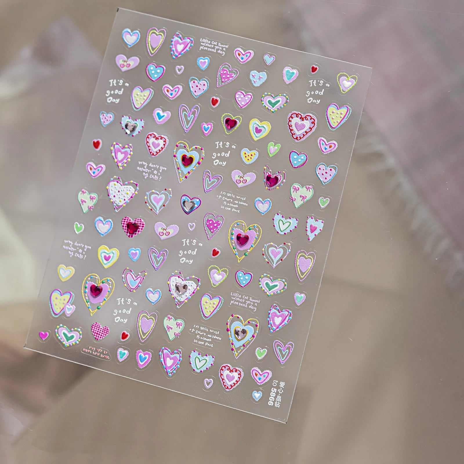 Heart Star Nail Stickers | Kawaii Celestial Nail Art Decals - to5866 variant image
