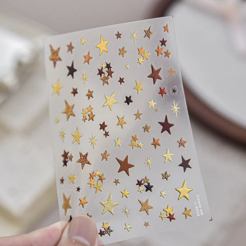 Heart Star Nail Stickers | Metallic Sweet Grunge Nail Art Decals image