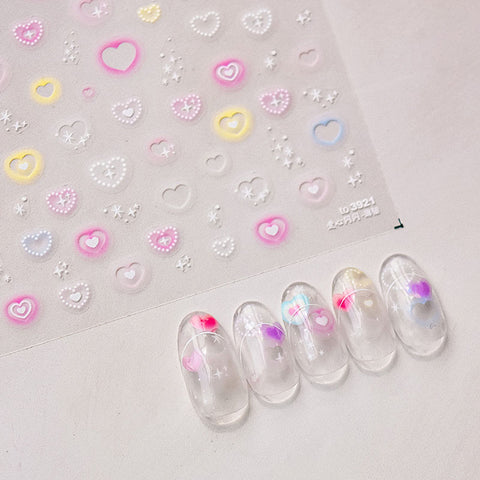 Heart Nail Stickers, 3D Heaert Nail Sticker, Heart Nail Decals, to3921