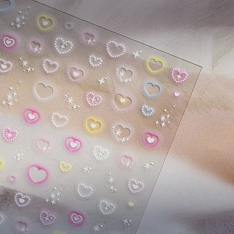 Heart Nail Stickers, 3D Heaert Nail Sticker, Heart Nail Decals, to3921