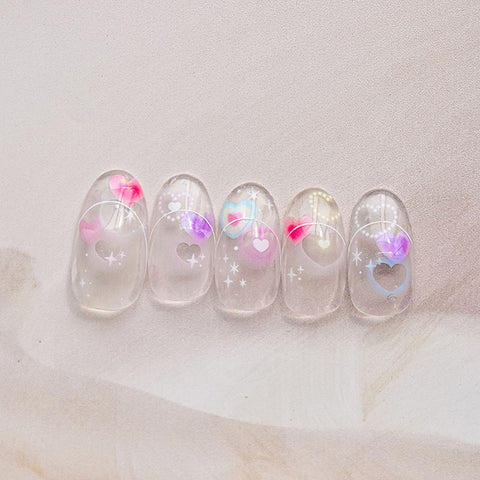 Heart Nail Stickers, 3D Heaert Nail Sticker, Heart Nail Decals, to3921
