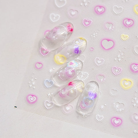 Heart Nail Stickers, 3D Heaert Nail Sticker, Heart Nail Decals, to3921