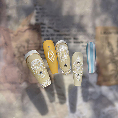 White Lace Nail Stickers, Lace Nail Decals, Hot Air Balloon Nail Stickers, Wedding Nail Stickers, Wedding Nail Decals, Wedding Manicure, to5149