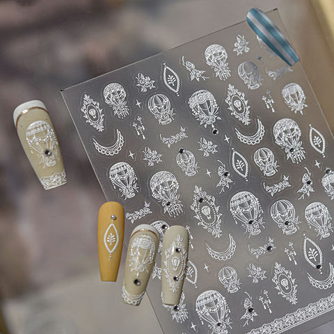 White Lace Nail Stickers, Lace Nail Decals, Hot Air Balloon Nail Stickers, Wedding Nail Stickers, Wedding Nail Decals, Wedding Manicure, to5149